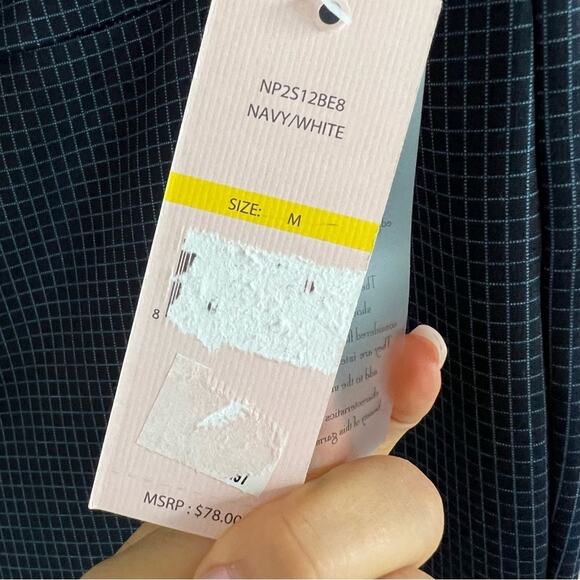 NWT Nanette Leopore Geometric Plaid Navy Business Casual Pants Legging Office M - Picture 9 of 11